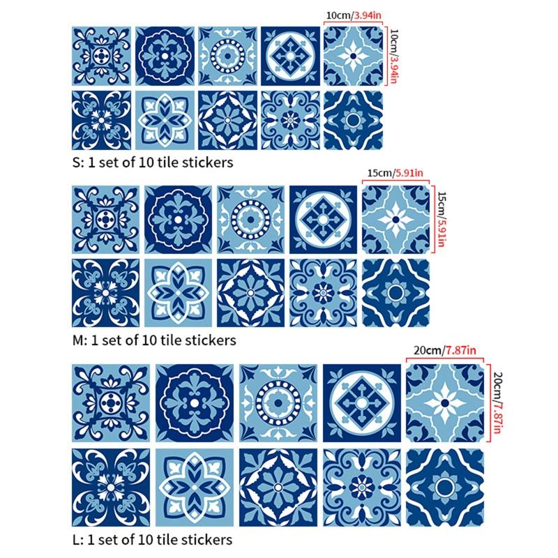 10pcs Mexican Style Tile Stickers Peel Stick Floor Wall Decals Waterproof Backsplash DIY Mural Kitchen Bathroom Decor