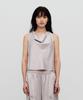 Sillot Satin Schalkragen Neckholder Hoodie Top (Blasser Lavendel)