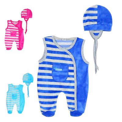 Bambino Neonato Senza Maniche Un Pezzo Pagliaccetto Indossare un Cappello Inverno Primavera Pile Caldo Con Piedini Con Bottoni Cotone Pantaloncini Caldi