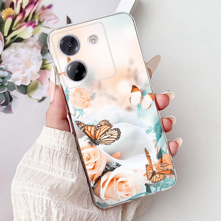 For Xiaomi Poco M7 Pro 5G X7 Pro Back Cover Girly Fashion Flower Butterfly Painting Soft TPU Clear Fundas PocoM7 Pro X7Pro Case