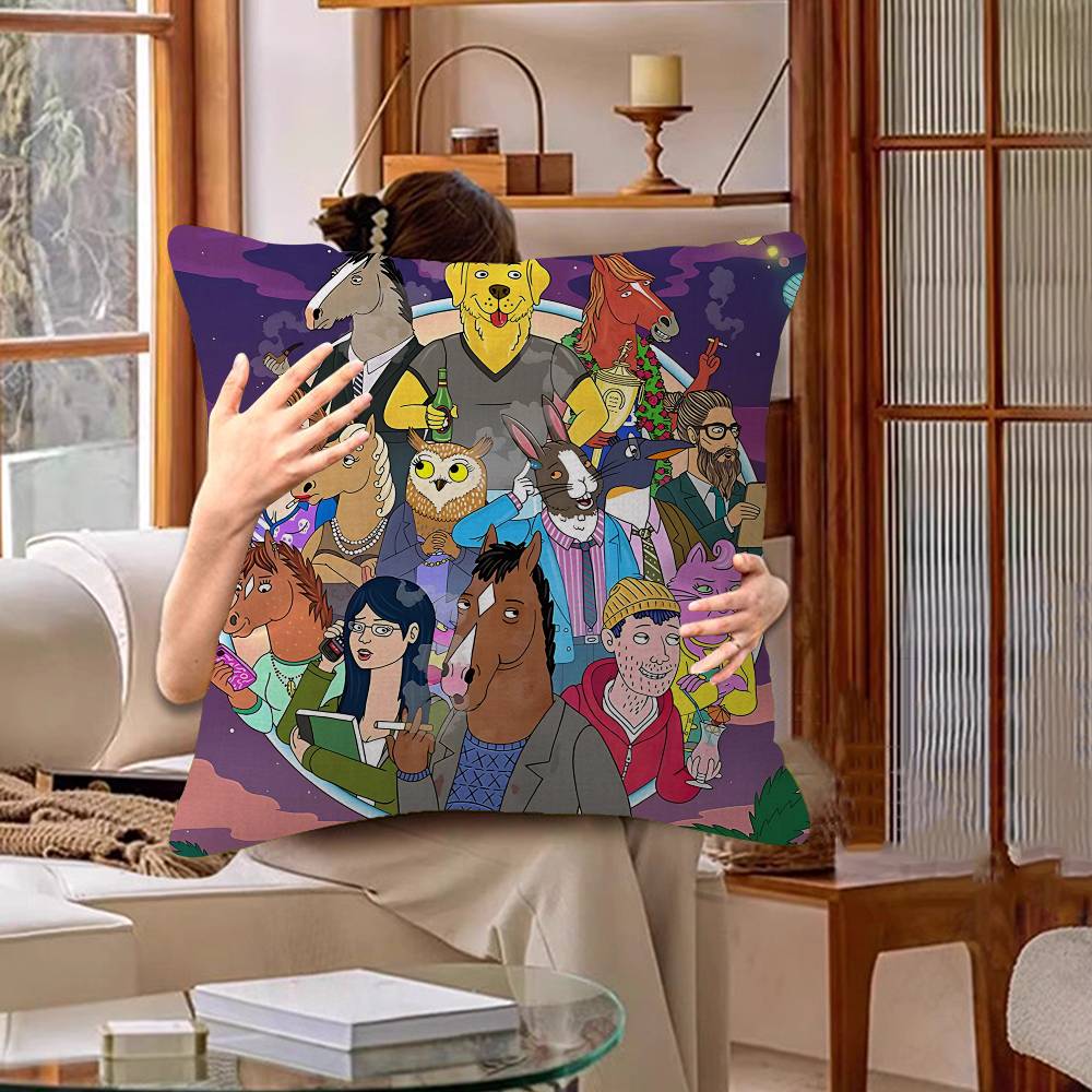 Классическая анимация B-БоДжек Х-Лошадь Наволочка Полиэстер Подушки для дивана Декоративные подушки Подушка для дома 12x12Inch