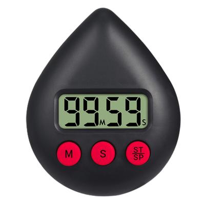 Black Water Drop Shaped Bathroom Timer Portable Simple Operation Digital Shower Cooking Timer for