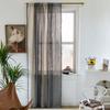 Finished Curtains Cotton And Linen Fabric Striped Color Matching Gray Fringed American Farmhouse Coffee Curtain