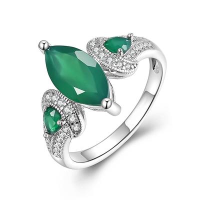 Anello unico in argento con pietre preziose naturali di agata verde da 2,1 ct, gioielleria raffinata per donne, moglie, da indossare tutti i giorni, bel regalo