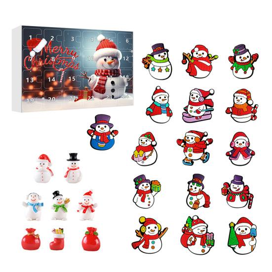 Weihnachts Schneemann Adventskalender 24-Tage Countdown Weihnachtsgeschenkset 2D Cartoon Schneemann Hängedekorationen