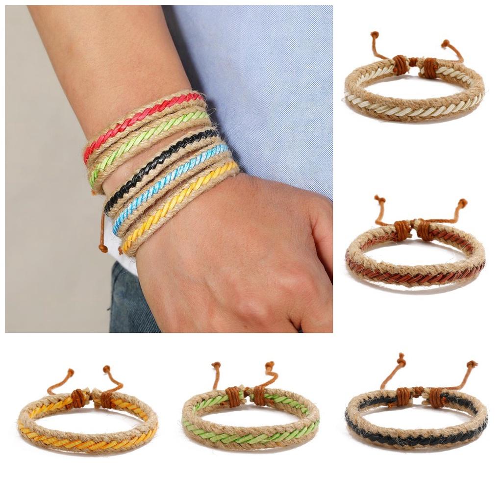 Vintage-inspired Leather Braided Bracelet Bohemian Ethnic Fashion Set Of 7
