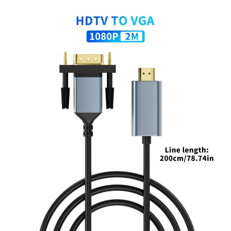HDMIs To VGA Cable 2Meters Clear Signal Transmission Compatible for Laptops Desktops Gaming Devices Plugs and Play