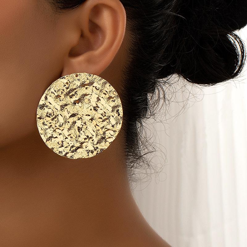 Korean-Style Geometric Circle Earrings: Trendy Irregular Studs for Women