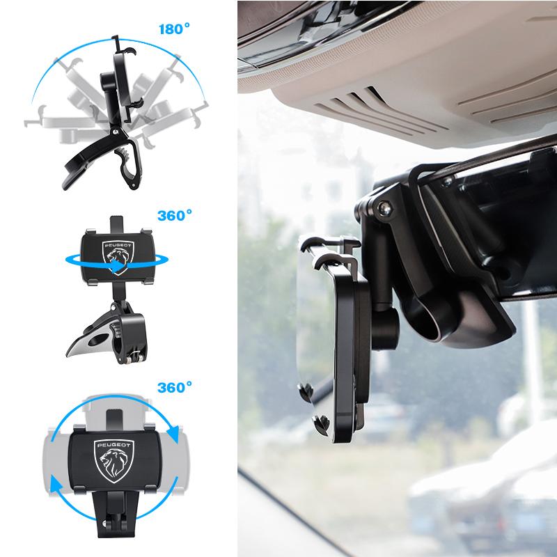Car Phone Dashboard 360° Holder Rotary Smartphone Valve Stem For Peugeot 5008 508 408 4008 308 3008 208 2008 Landtrek