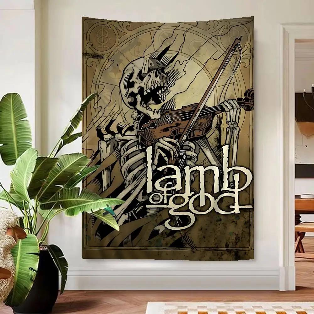 American Metal Band L-Lamb Of God Tapestry Art Printing Japanese Wall Tapestry Anime Wall Hanging Home Decor
