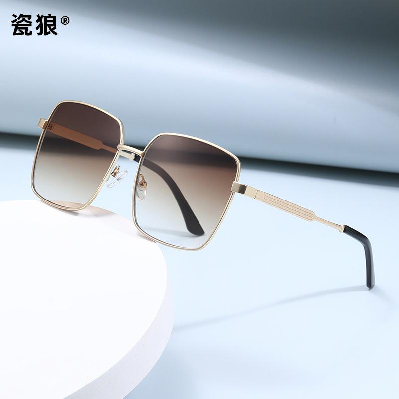 Single beam metal frame sunglasses fashionable versatile sunscreen sunglasses men's outdoor fishing cycling women's sunglasses