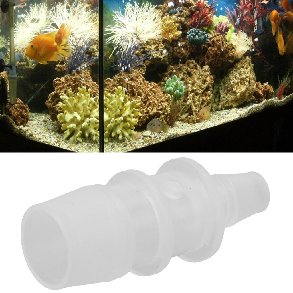 Aquarium Air Valve Connector Variable Diameter Straight Clear White Plastic Airline Tubing for