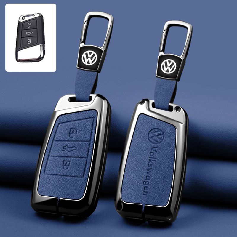 Leather Car Key Fob Case Cover Protector Holder Shell For VW Volkswagen Passat B8 Tiguan Magotan Golf Auto Keychain Accessories zw0