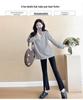 2026 Spring/Summer V-Neck Striped Casual Long Sleeve T-Shirt for Pregnant Women