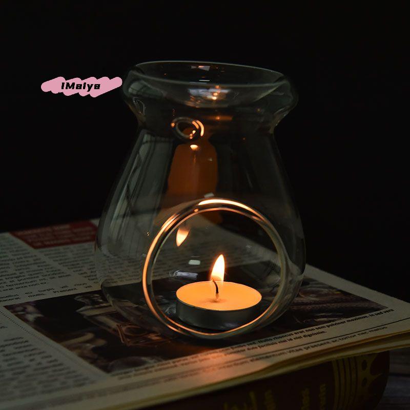 M-Nordic Home Decor Glass Candle Heat Resistant Oil Furnace Aroma Burner Holder Candlestick Vase Romantic Wedding Decoration