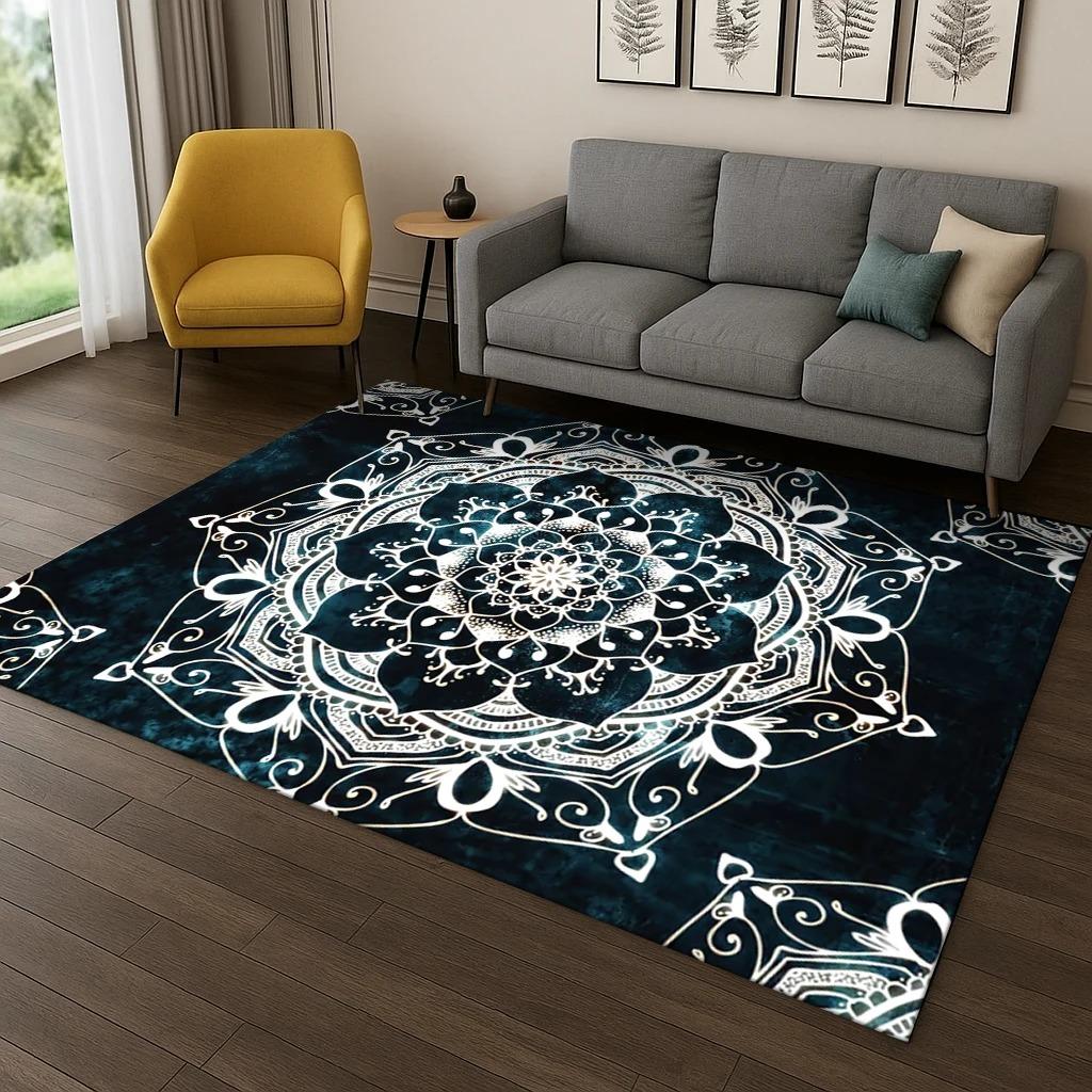 West Asian Style Floral Carpet Living Room Area Rug Study, Bedroom Anti-slip Floor Mat Easy To Clean Ground Mat Yoga Mat Gift