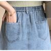 DIMANAF 2025 Plus Size Summer Denim Skirts Women Thin Elastic Casual Fashion A-Line Jeans Skirt High Waist