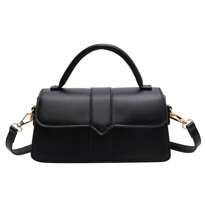 Solid Color PU Retro Flip Small Square Bag for Women's Shoulder Bag