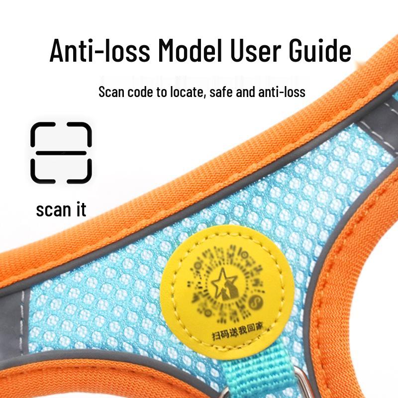 Breathable Mesh Dog Leash & Harness - Vest Style, Anti-Lost, Small/Medium Dogs