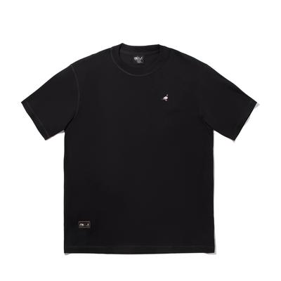 Li Ning X Staple Série de Colaboração Cor Sólida Gola Redonda Casual Estampa de Letras Manga Curta Camiseta Masculina Tops Preto AHSV713-3