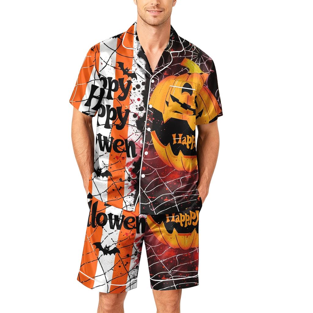Men's Short Sleeve Pajama Set Button Front Shirt and Shorts Soft Casual Sleepwear Lightweight Comfortable Lounge Wear S-XXXXL