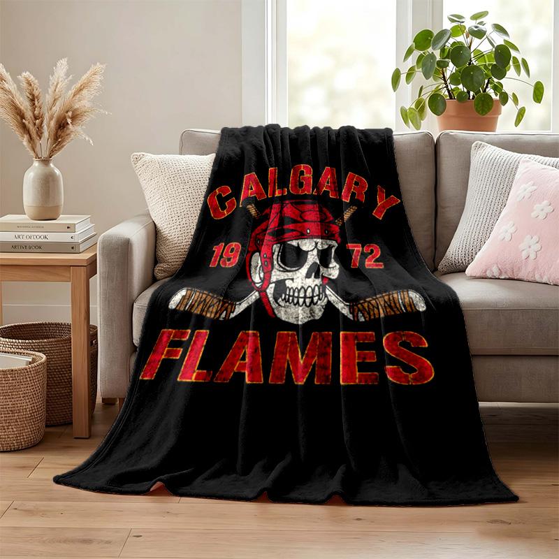 Calgary Flames blanket Flannel Blanket Soft Cozy Plush Throw for Sofa Bed Lightweight Home Decoration