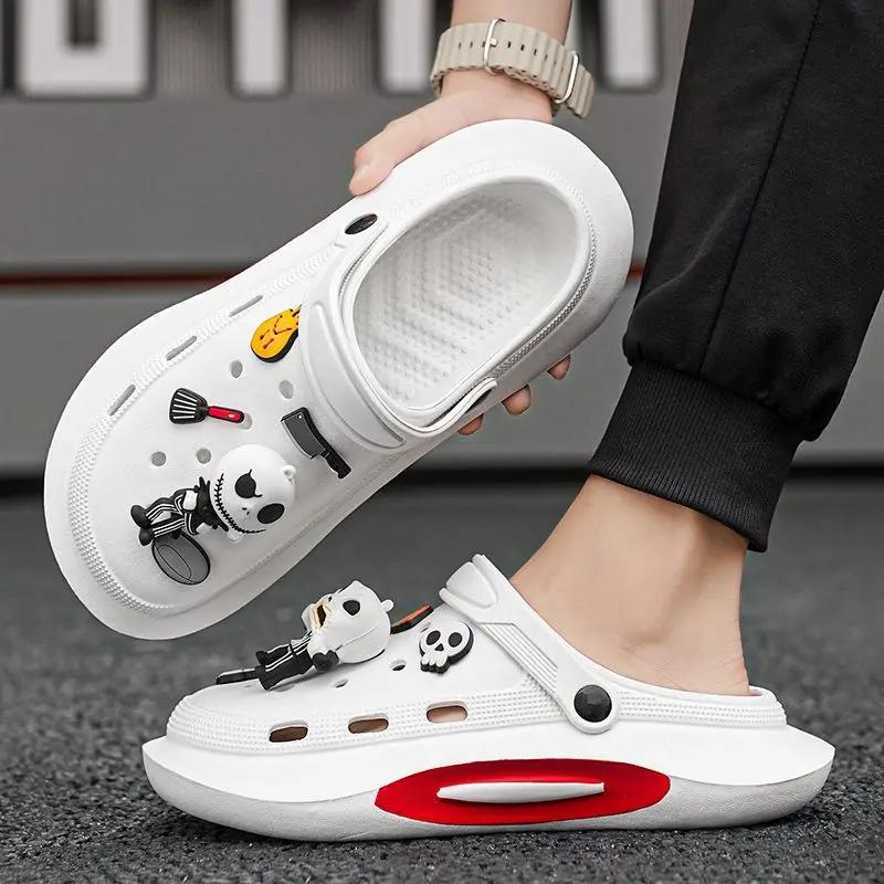 Fashion Man Sandals Beach Summer 2024 Shoes For Men Hole 39 V Number 41 Non-slip Cheap Clearance Korean Style Wholesale Casual Big Size