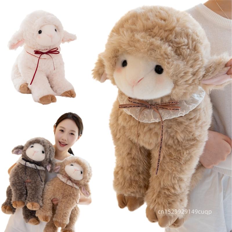 24/35/50cm Cartoon Cute Sheep Plush Doll Soft Curly Hair White Grey Brown Goat Animal Stuffed Toy Home Decor Gift For Children
