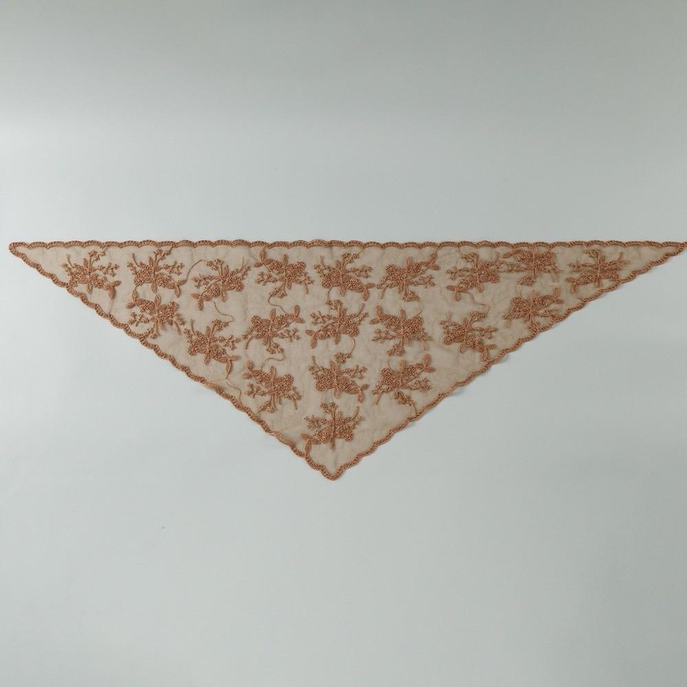 Elegant Crochet Head Scarf Sheer Lace Triangle Scarf New Embroidered Flower Scarf  Wedding Brown A