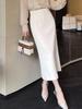 Rongtai Elegant High-Waist Lace Trim Straight Skirt with Back Slit - Women's Fashion 2026
