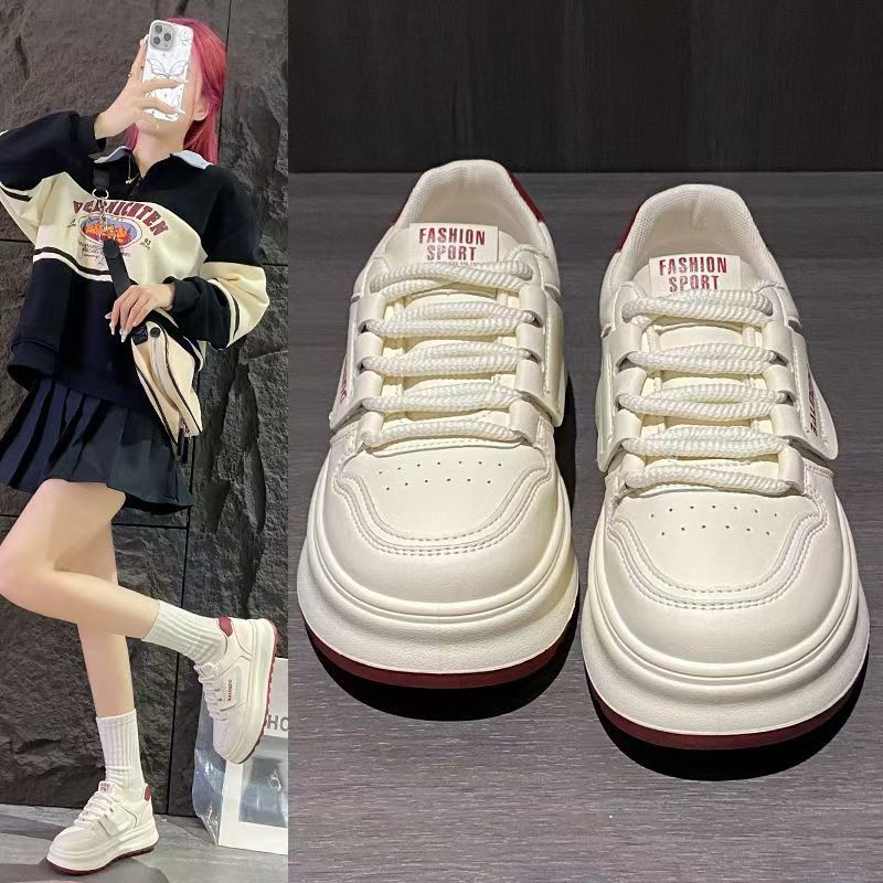 Ankela red heightening platform white shoes women's versatile lightweight board shoes autumn 2025 new white shoes autumn and winter