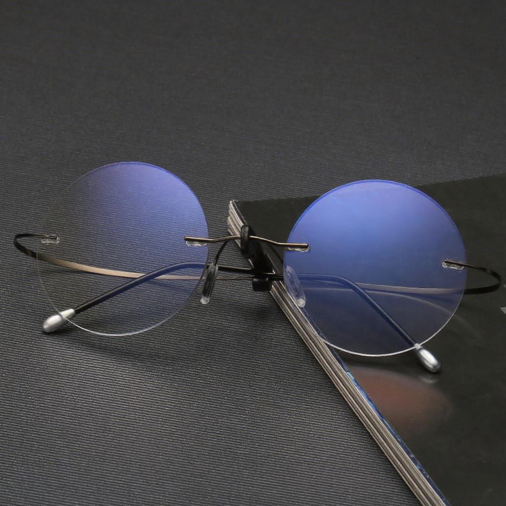 Retro And Minimalist Frameless Women'S Reading Glasses Fashionable And Ultra Light Neutral Round Frame Anti Blue Light Glasses