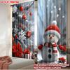 2D Flat Printing 2pcs Christmas Hot Party Curtains Christmas Snowman and Decorations Digital Printed Polyester Drapes Festive