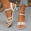 Fashion White Ankle Strap High Heels Sandals for Women Fashion Thin Heel Dress Shoes Woman 2025 Summer Cross Strap Party Sandalias Mujer