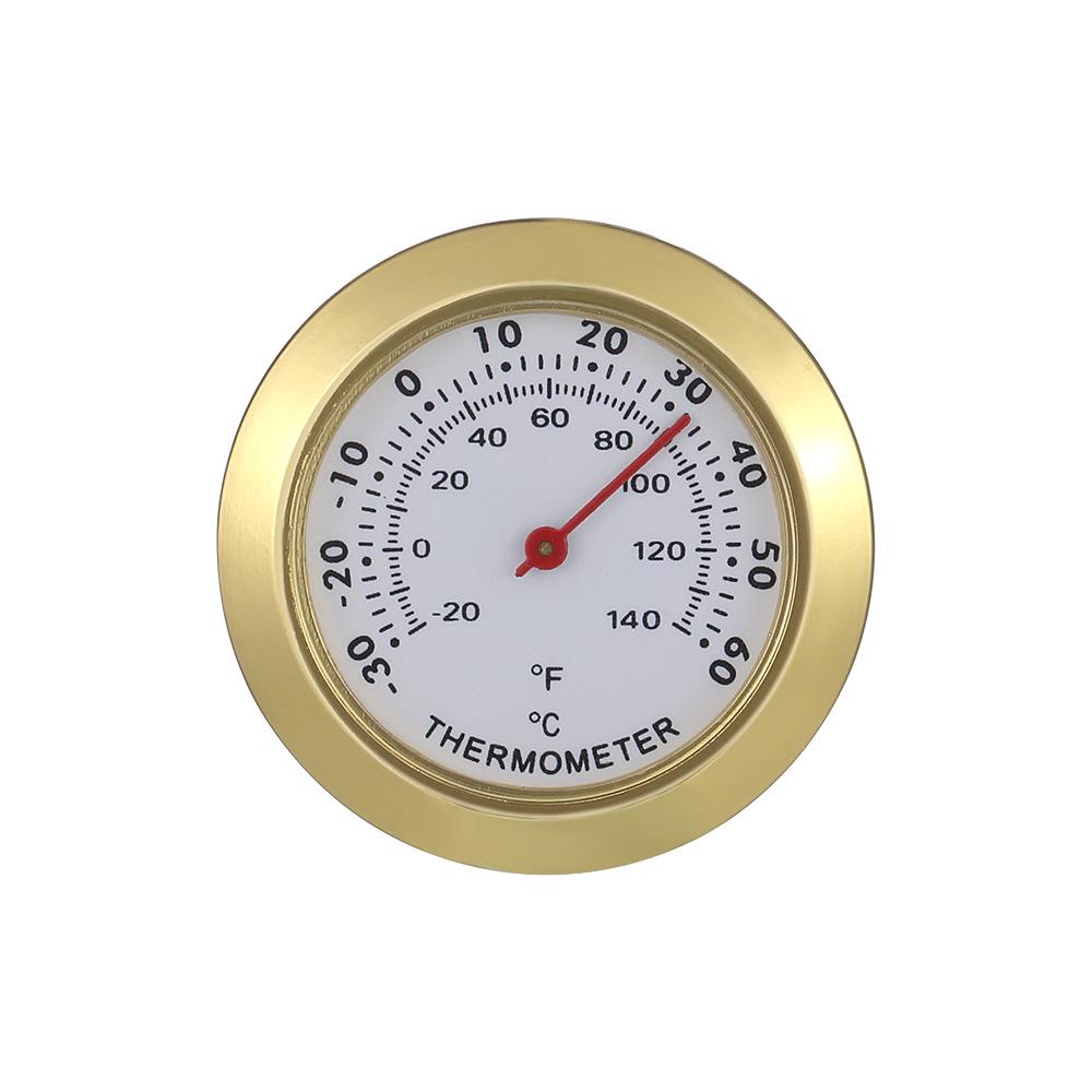 Mini Round Thermometer Hygrometer with Calendar for Tea Box or Desk, Pointer Type, Measures In Fahrenheit & Celsius