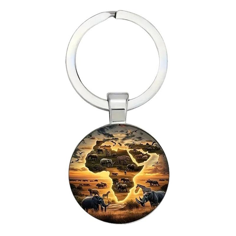 

African Wildlife Keychain Collection Featuring Multiple Animal Designs Lions Elephant Giraffe Symbolic of Savannah Theme 1