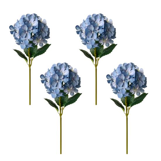 4 Stück künstliche Hortensienblüten groß lebensecht Kunstseide Hortensien mit Stiel Volle künstliche Blumenanordnung für Tischmittelstück Hochzeitsparty Zuhause