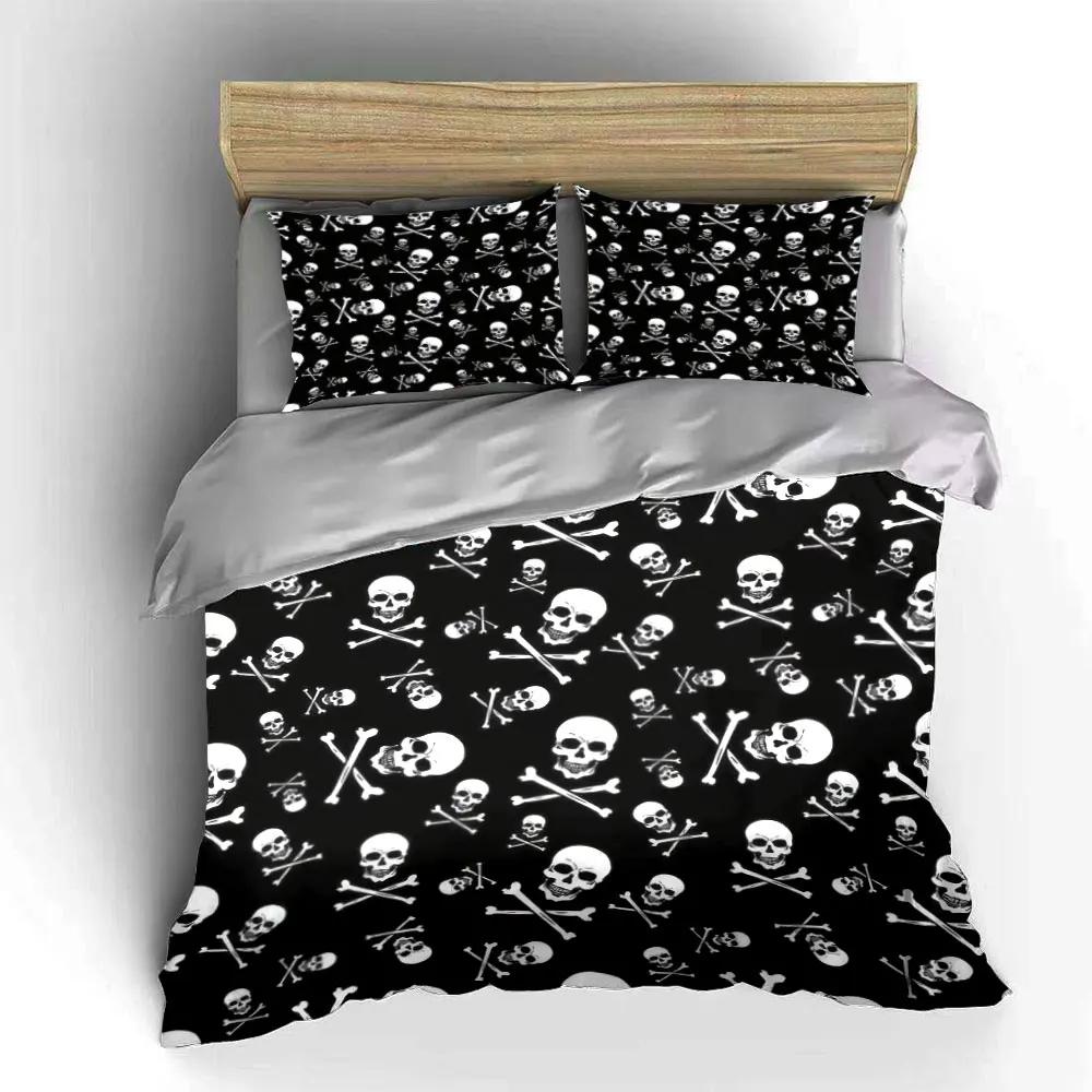 "Skull Pattern Decor Three-Piece Set" Soft Comfortable Duvet Cover Bedding Set Included 1*Duvet Cover & 2*Pillowcases gift