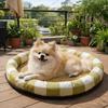 Round Cat Cooling Mat Wear Resistant Breathable Dog Sleeping Bed Cartoon Pattern Thickened Sponge Pet Cooling Nest Kennel Use