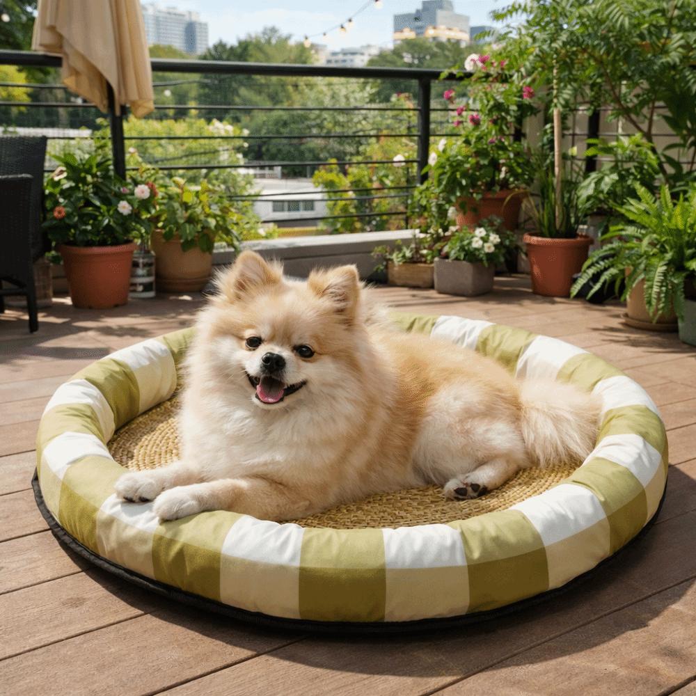 Round Cat Cooling Mat Wear Resistant Breathable Dog Sleeping Bed Cartoon Pattern Thickened Sponge Pet Cooling Nest Kennel Use