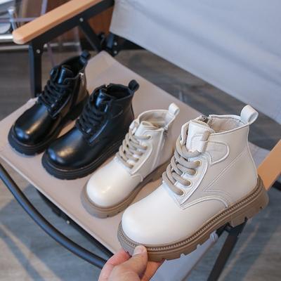 Modische einfarbige Martin-Stiefel im Herbst, beliebte Mid-Top-Damen-Baby-Freizeitschuhe, Jungen, britischer Stil, Lederstiefel, Trend