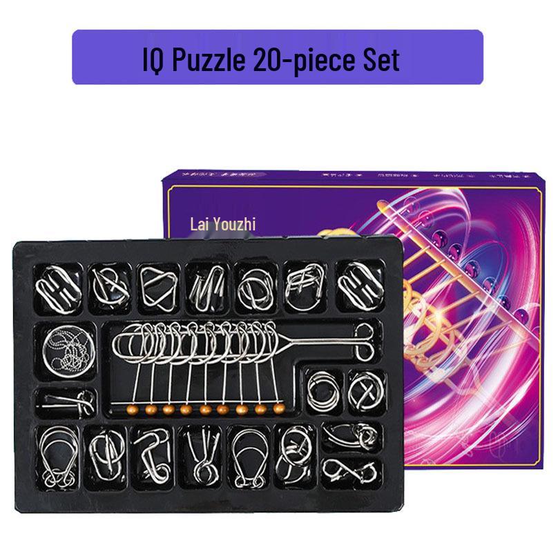 Nine-Ring Metal Puzzle - Eight-Piece Disentanglement Brain Teaser Set