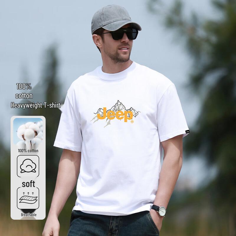JEEP Men s Pure Cotton Outdoor Casual Round Neck T-Shirt M