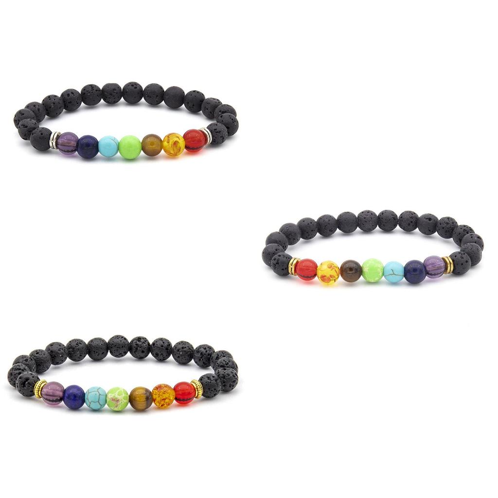 Armband aus natürlichem Vulkangestein, bunte Energieperlen, Großhandel, Modeschmuck für Männer und Frauen