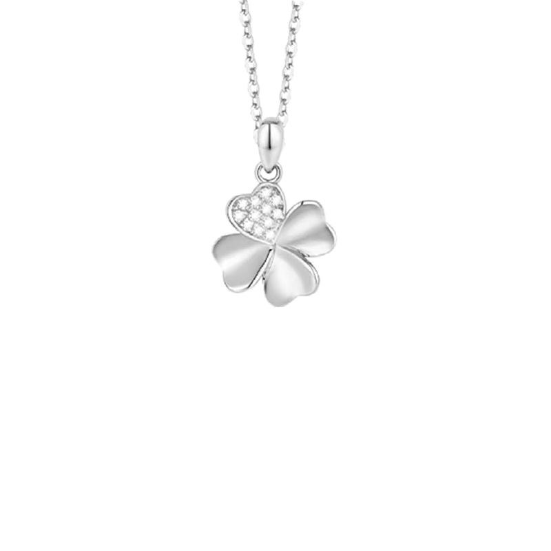 Korean ins style new lucky four-leaf clover flower pendant 925 sterling silver necklace female versatile high quality anti-allergic 925 silver