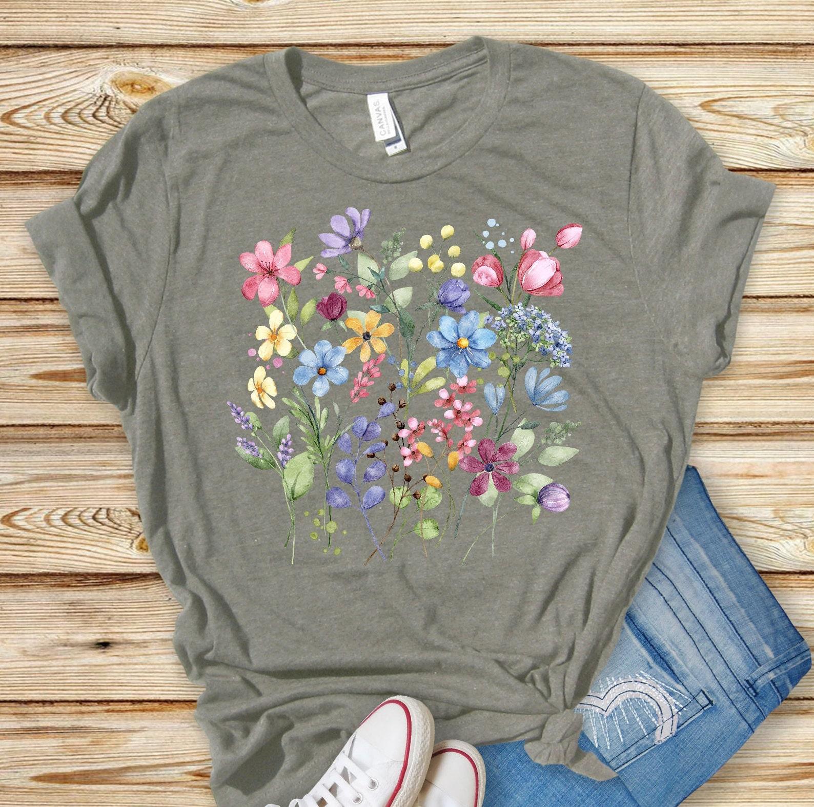 Flower Shirt, Gift For Her, Flower Shirt Aesthetic, Floral Graphic Tee, Floral Shirt, Flower T-shirt, Wild Flower Shirt Wildflower T-shirt 3XL