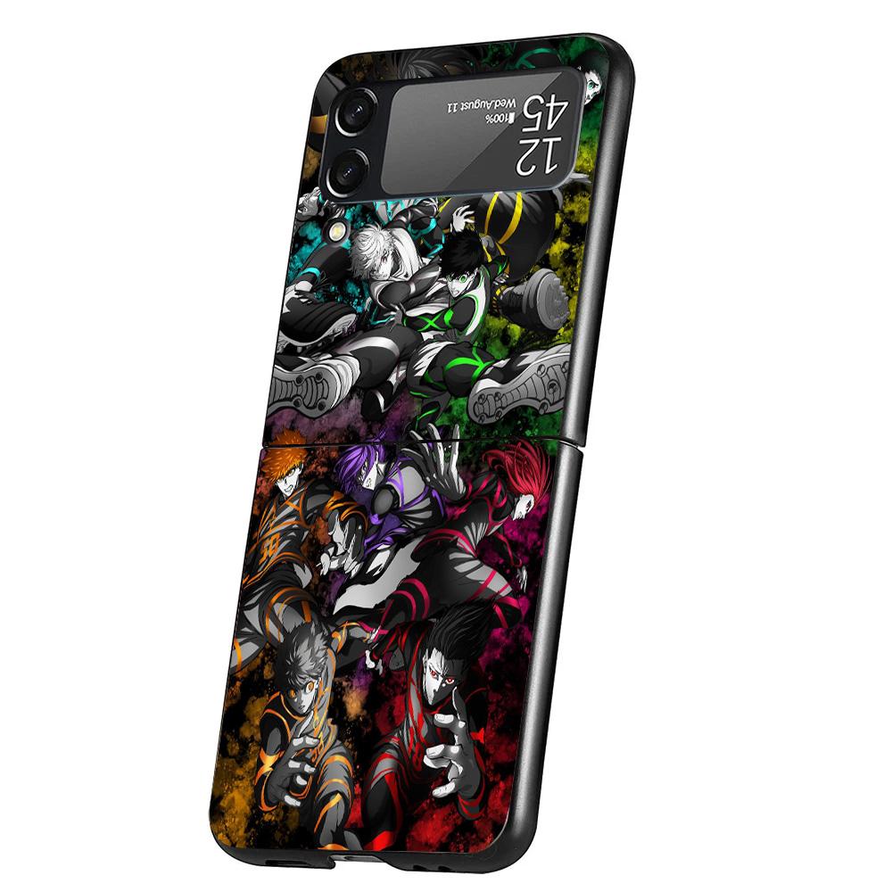 Blue Lock Football Anime Cover Phone Case For Samsung Galaxy Z Flip 7 6 5 4 3 5G Flip7 Flip6 Flip5 Flip4 Flip3 Black Fundas Shel