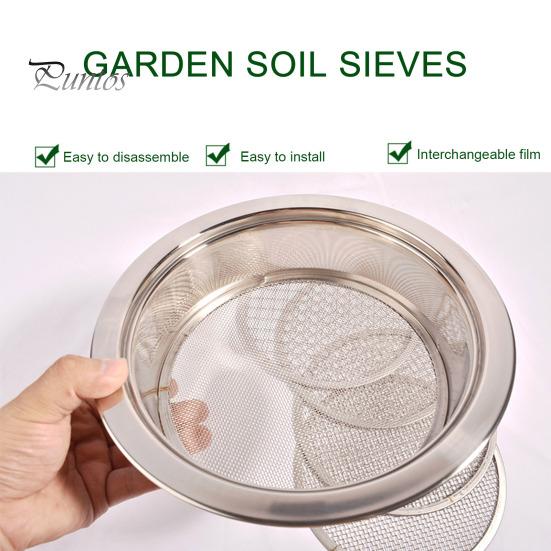 Soil Sifter Set Stainless Steel Sieve Frame with 5 Mesh Sieve Pans Rustproof Garden Sieve Kit for Stones Weeds Filtration
