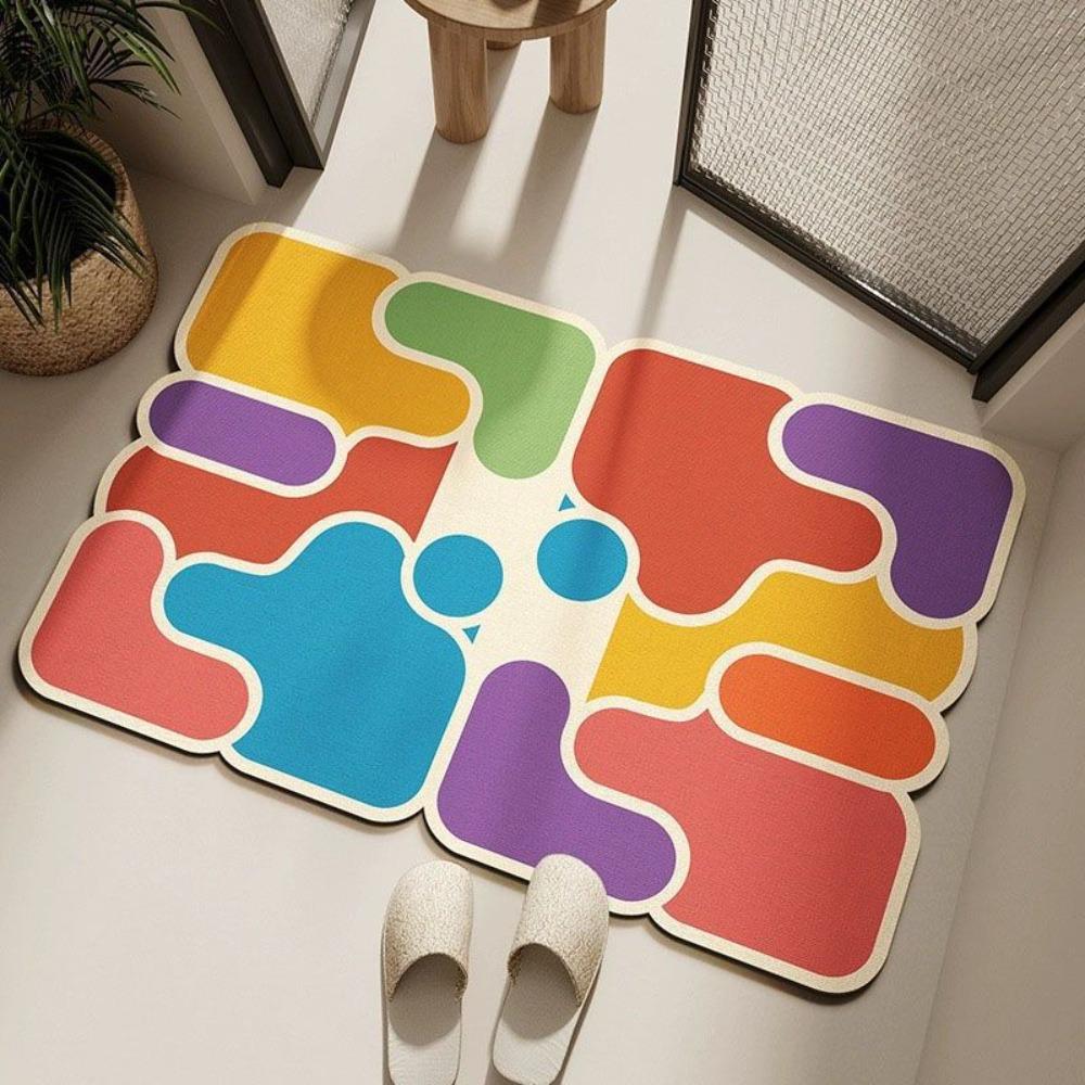 Diatomaceous Earth Bath Mat Fast Drying Absorbent Non Slip Floor Mat for Bathroom Toilet Easy Clean Home Decor Puzzle Design