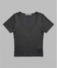 CHICKS Two-Way Angora Round Slim T-Shirt White